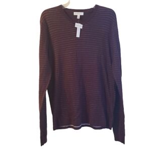 Calibrate Nordstrom Burgundy Oversized Striped Sweater